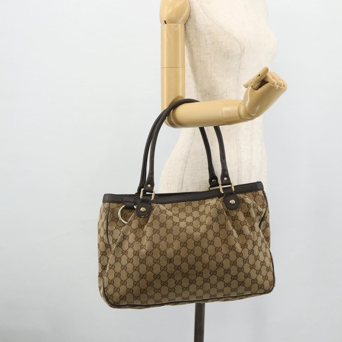 Gucci GUCCI GG Canvas Tote Bag Beige Gold 296835 Authentic 178263