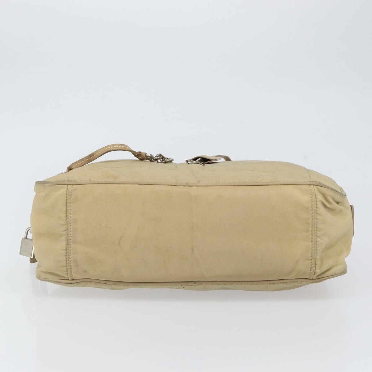 Prada PRADA Hand Bag Nylon Beige Silver Authentic 166752
