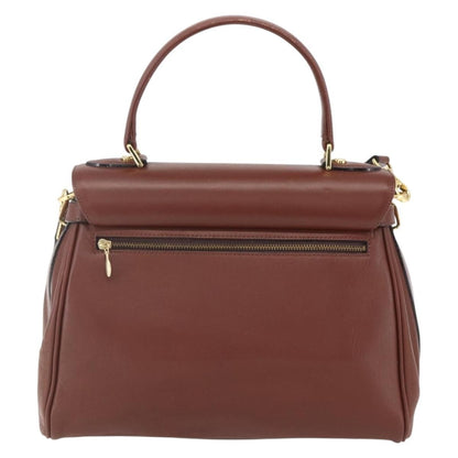 Valentino VALENTINO Hand Bag Leather 2way Brown Gold Authentic hk3311