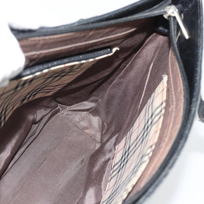 Burberry BURBERRY Tote Bag Leather Black Silver Authentic 182424