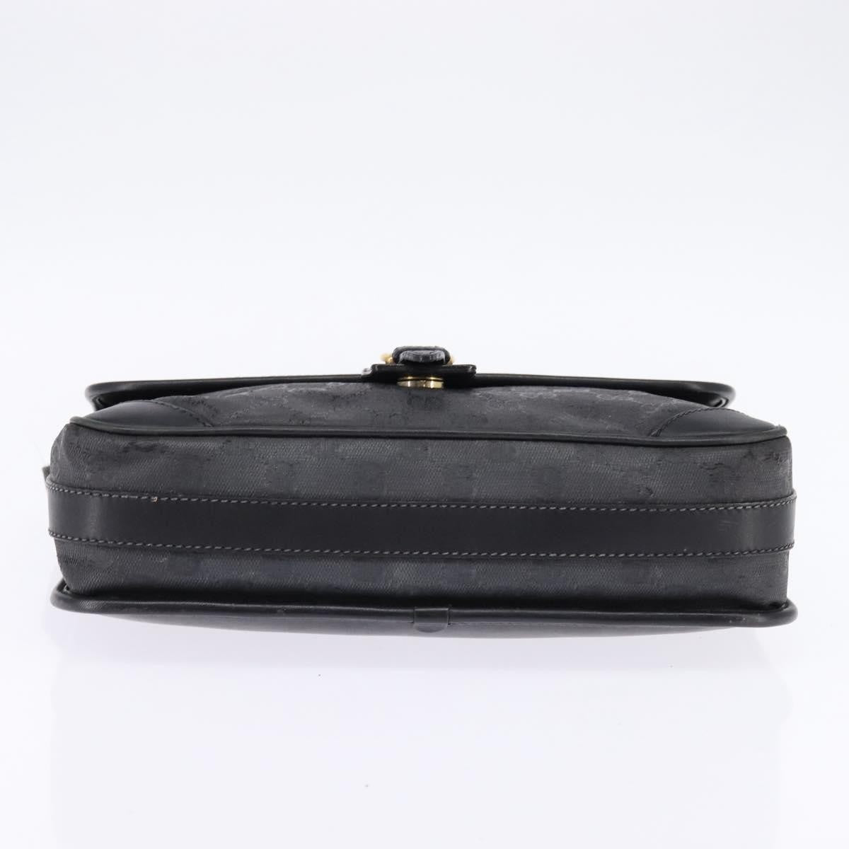 Gucci GUCCI GG Canvas Shoulder Bag Black Gold 001 261 0613 Authentic 144610