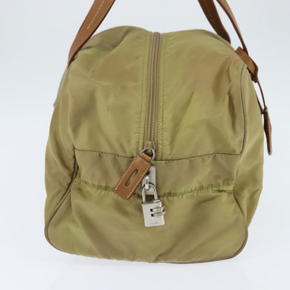 Prada PRADA Boston Bag Nylon Beige Silver Authentic bs30240