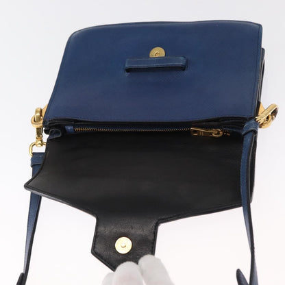 Prada PRADA Hand Bag Safiano leather 2way Blue Gold Authentic 163032