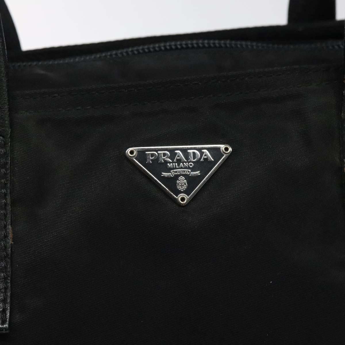 Prada PRADA Hand Bag Nylon Black Silver Authentic 118193