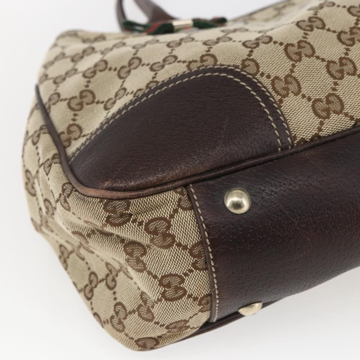 Gucci GUCCI Pretty GG Canvas Web Sherry Line Hand Bag Beige Gold 163805 Authentic 168668