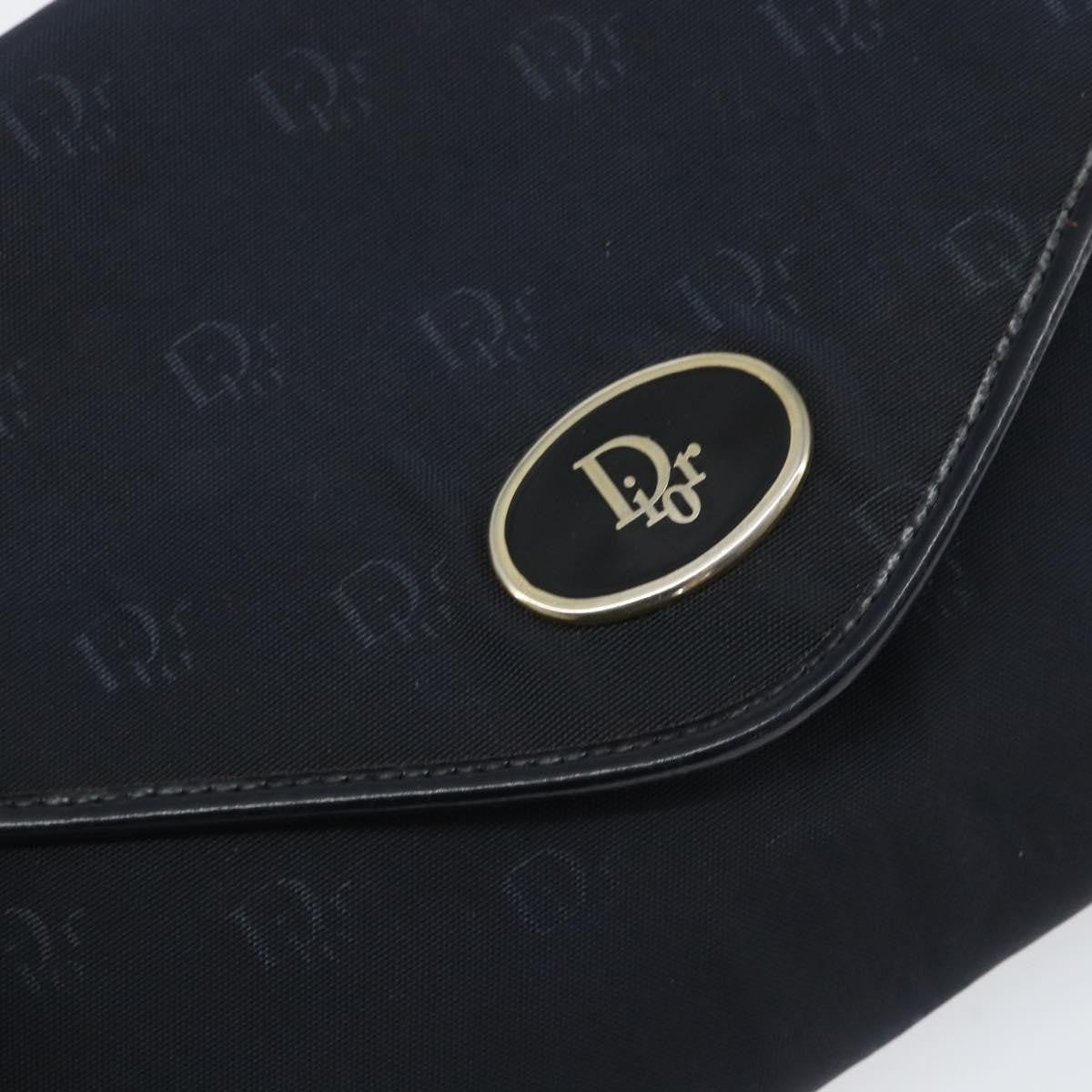 Dior Christian Dior Chain Shoulder Bag Canvas Navy Gold Authentic ti3507