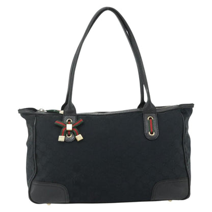 Gucci GUCCI GG Canvas Web Sherry Line Hand Bag Black Gold Red 177052 Authentic mr2358