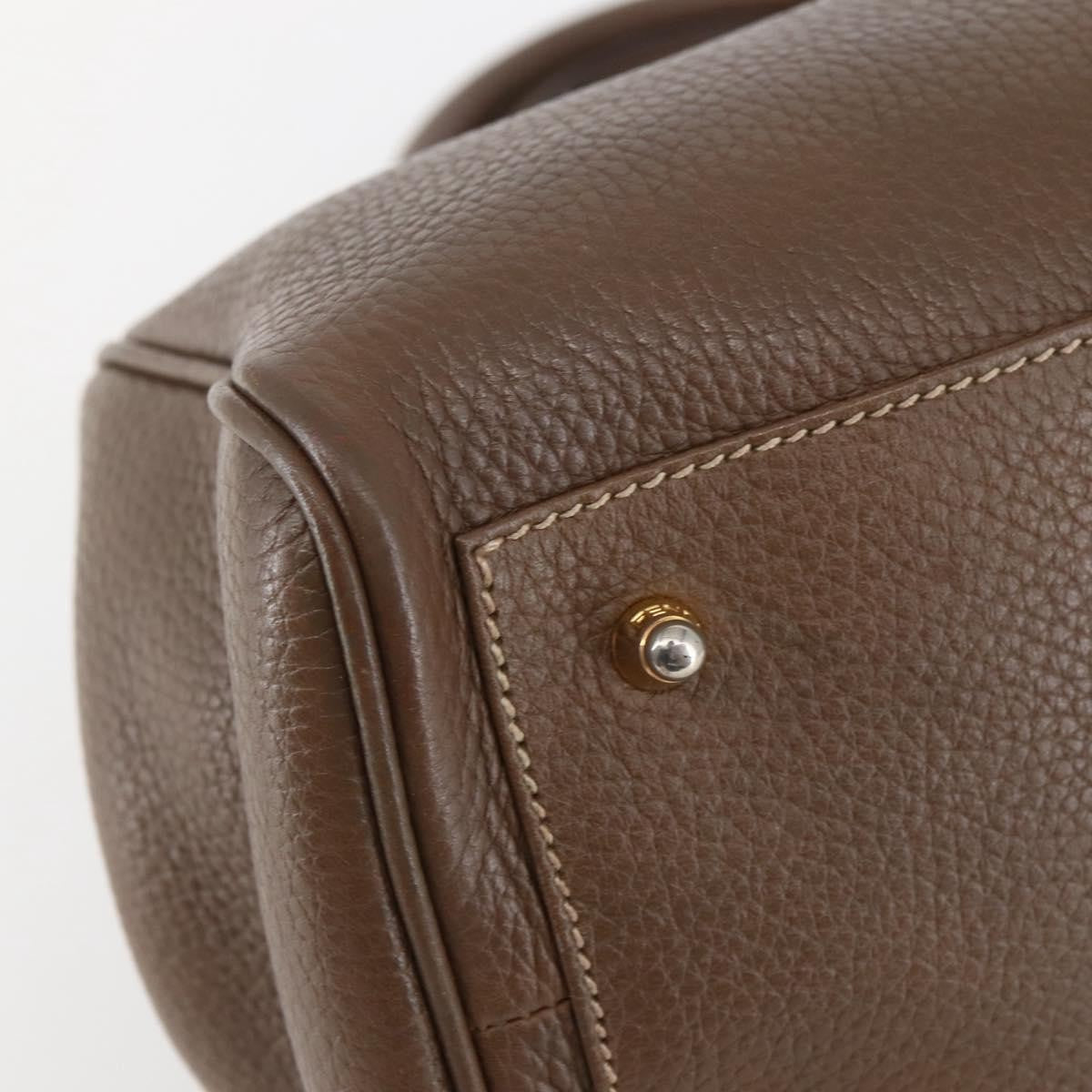 Fendi FENDI Hand Bag Leather Brown Gold Authentic kk558