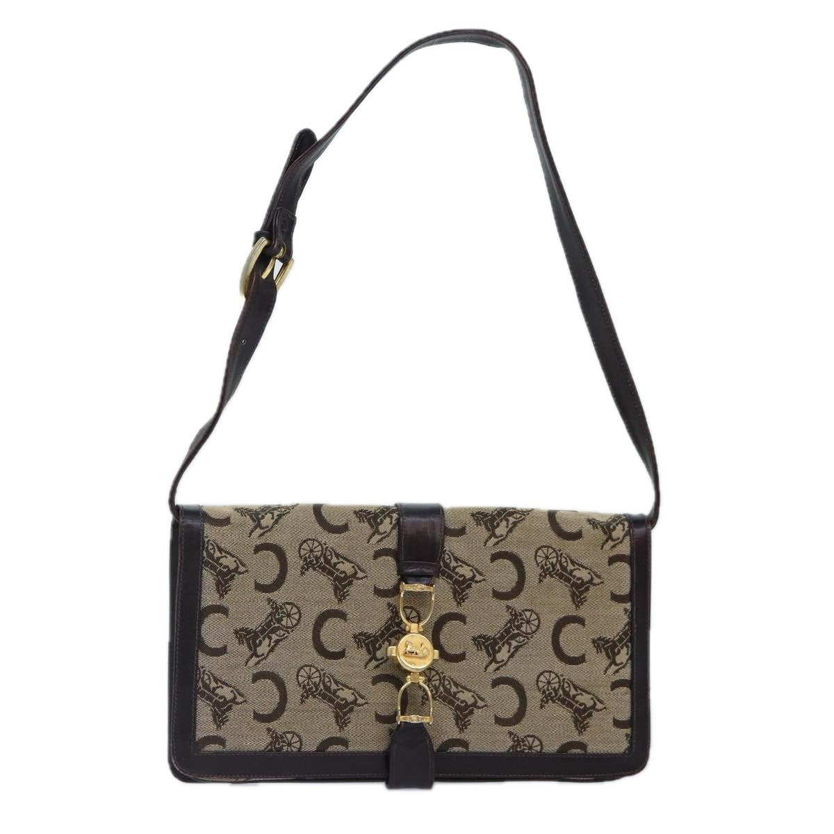 Celine CELINE C Saluki Shoulder Bag Canvas Beige Authentic 88426
