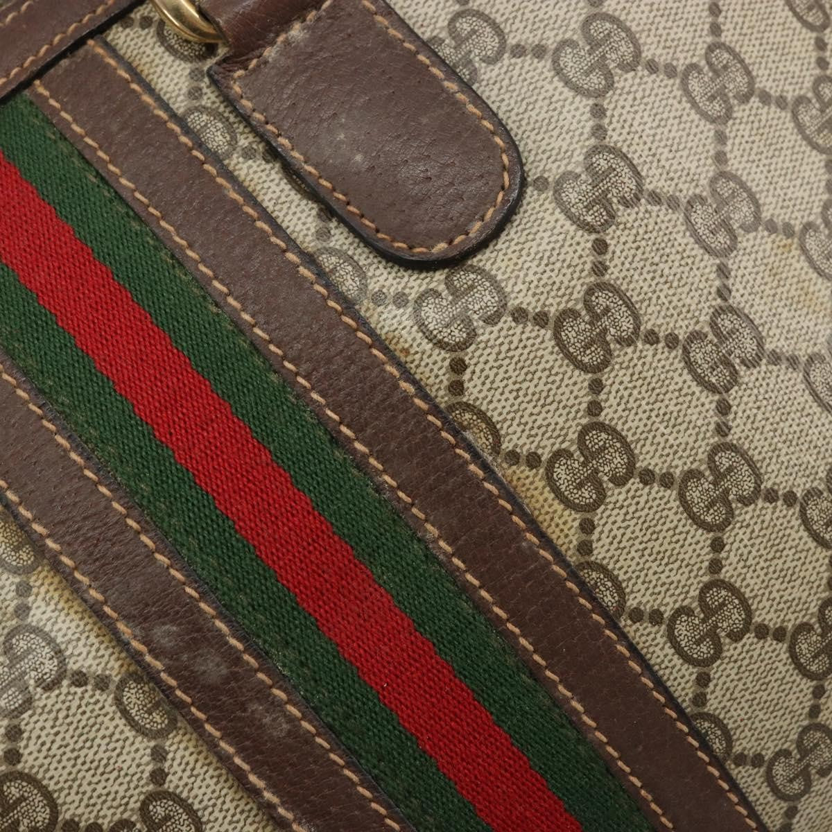 Gucci GUCCI GG Supreme Web Sherry Line Hand Bag PVC 2way Beige Gold Authentic ti3926