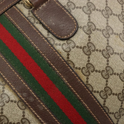 Gucci GUCCI GG Supreme Web Sherry Line Hand Bag PVC 2way Beige Gold Authentic ti3926