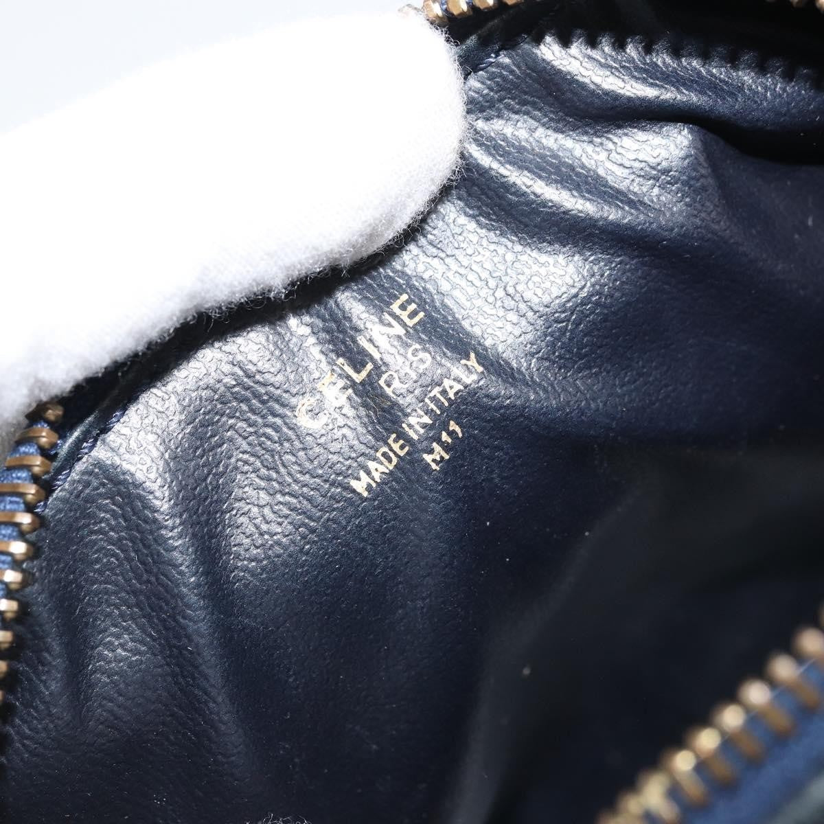Celine CELINE Hand Bag Leather 2way Gold Navy Authentic am11231A