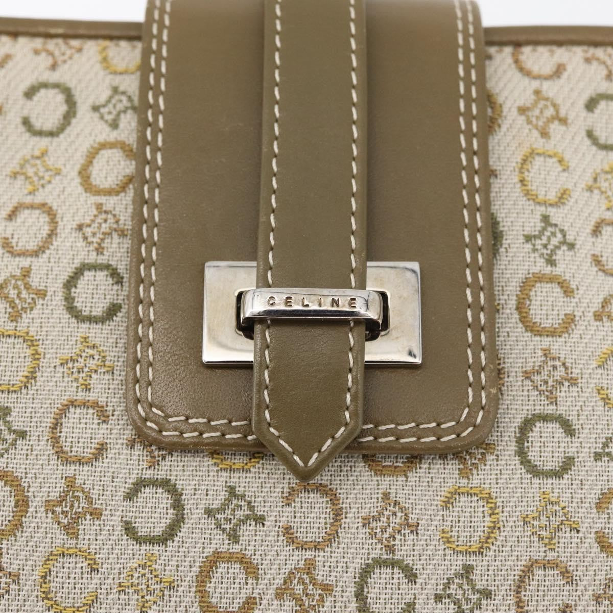Celine CELINE C Macadam Canvas Shoulder Bag Beige Silver Authentic 176486A