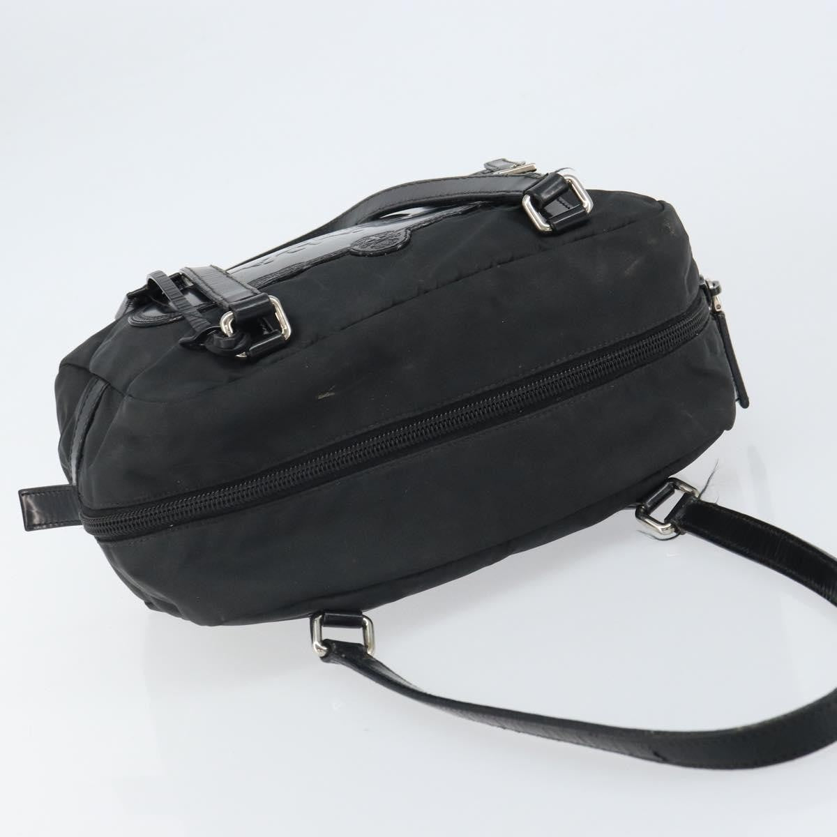 Prada PRADA Hand Bag Nylon Black Silver Authentic ka1246