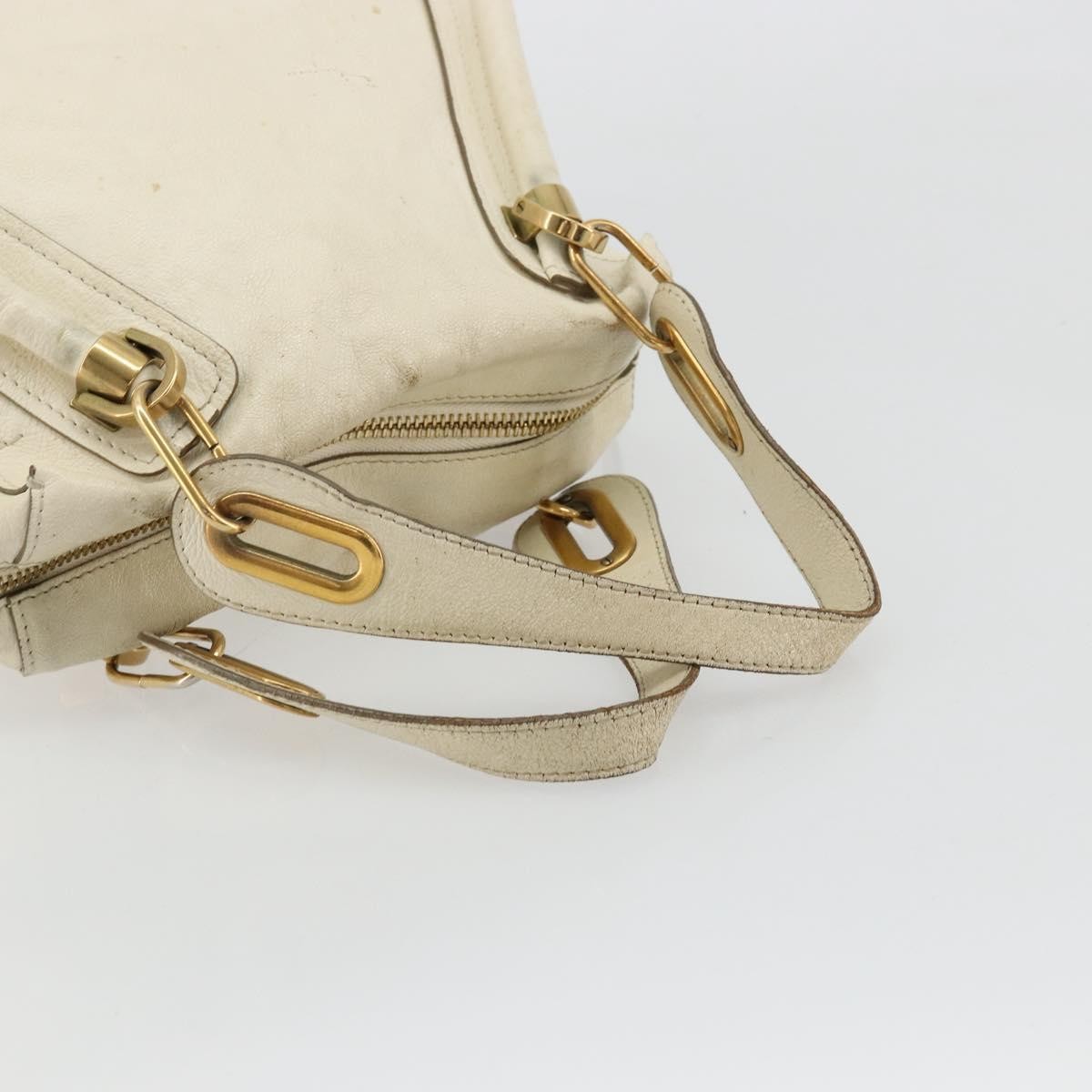 Chloé Chloé Chloe Paraty Hand Bag Leather White Gold Authentic 177544