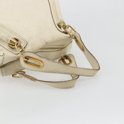 Chloé Chloé Chloe Paraty Hand Bag Leather White Gold Authentic 177544