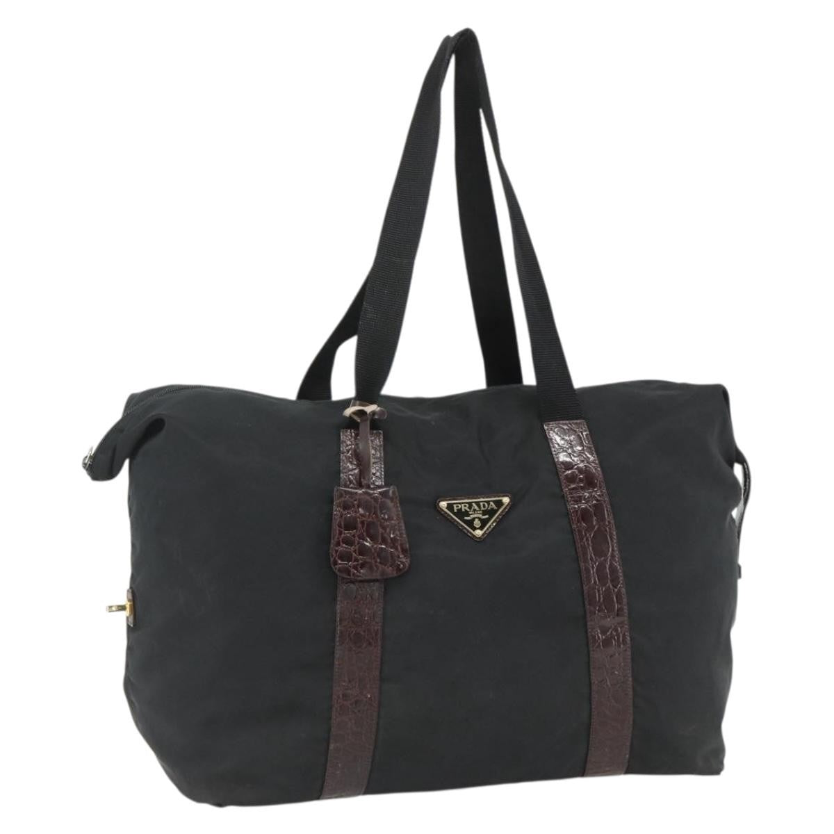 Prada PRADA Boston Bag Nylon Black Gold Authentic 176251