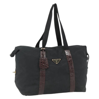Prada PRADA Boston Bag Nylon Black Gold Authentic 176251