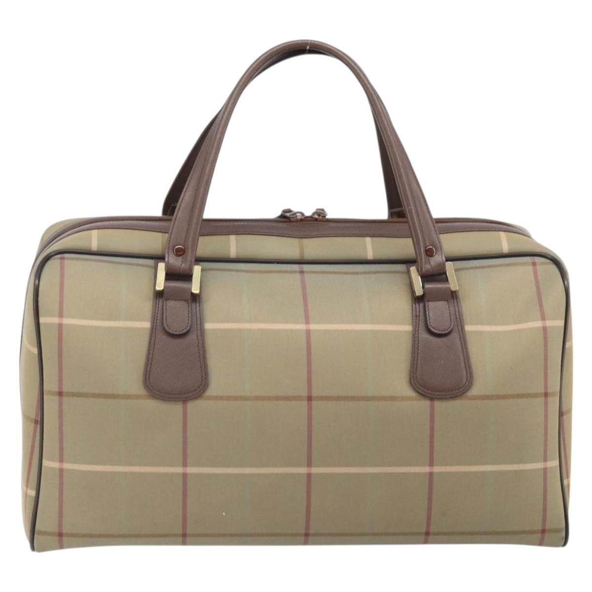 Burberrys Burberrys Nova Check Boston Bag Canvas Beige Gold Authentic ep13303