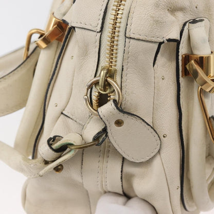 Chloé Chloé Chloe Paraty Hand Bag Leather 2way White Gold Authentic 177045