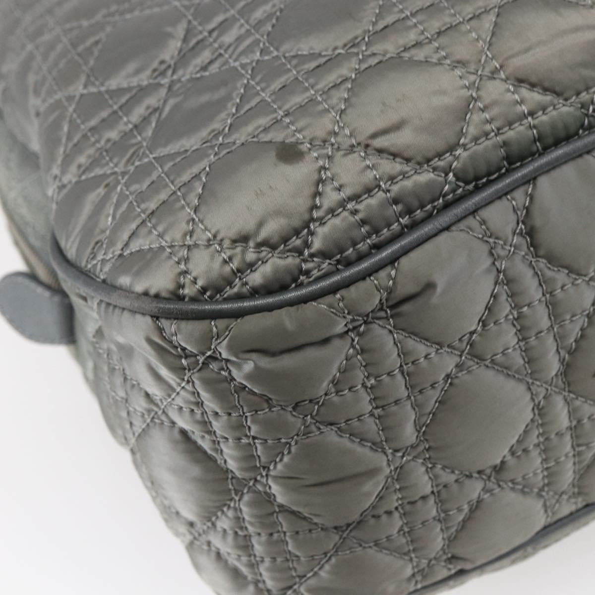 Dior Christian Dior Canage Hand Bag Nylon Gray Silver Authentic 147959