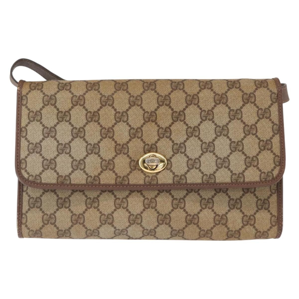 Gucci GUCCI GG Supreme Shoulder Bag PVC Beige Gold 004 115 6197 Authentic 162108
