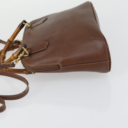 Gucci GUCCI Bamboo Hand Bag Leather 2way Brown Gold 000 2865 0290 Authentic 151596