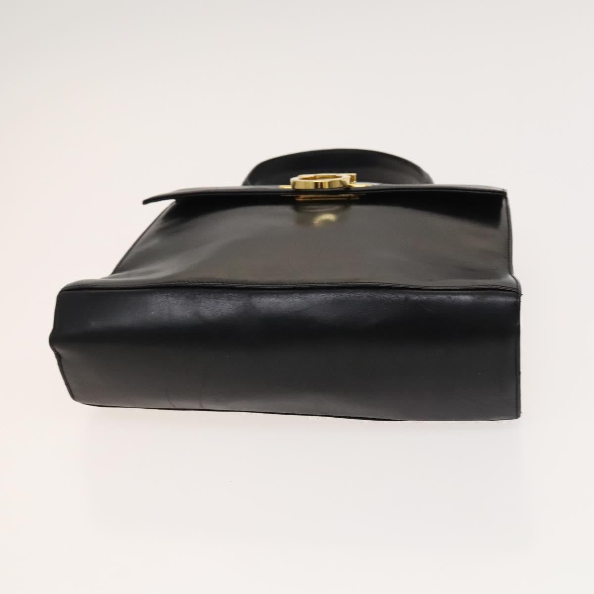 Salvatore Ferragamo Salvatore Ferragamo Gancini Hand Bag Leather 2way Black Gold Authentic BD1703