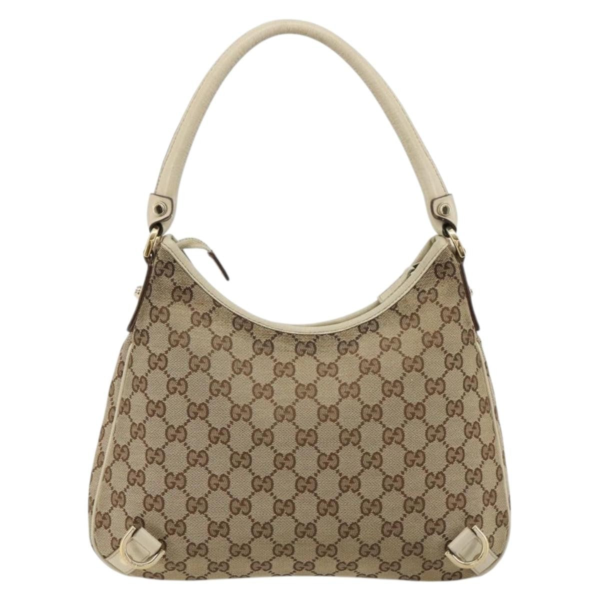 Gucci GUCCI GG Canvas Abbey Shoulder Bag Leather Beige Gold 130738 Authentic ka4349