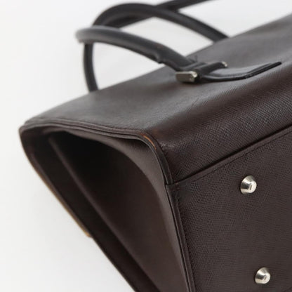 Burberry BURBERRY Hand Bag Leather Brown Silver Authentic BA10747