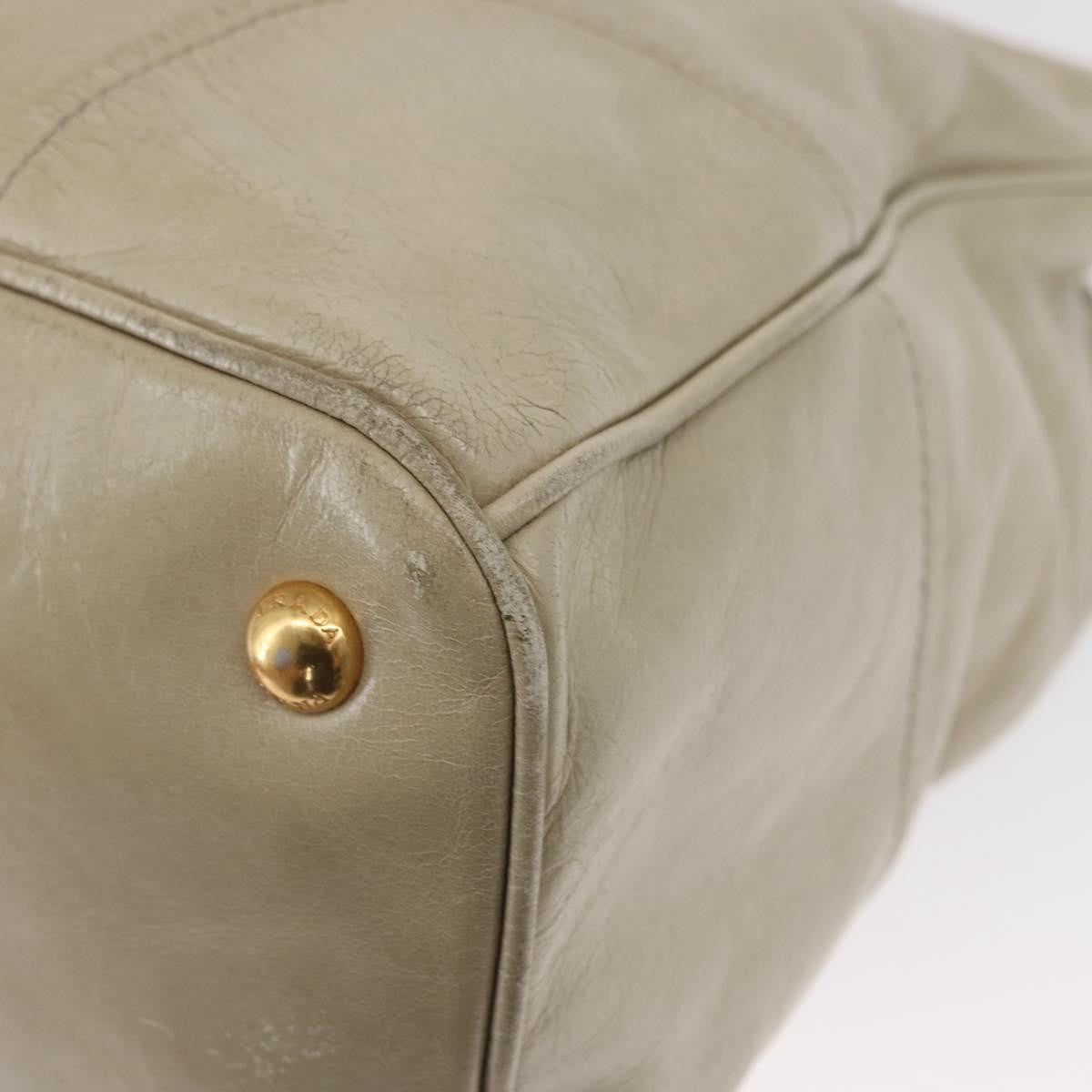 Prada PRADA Hand Bag Leather 2way Beige Gold Authentic ka1369