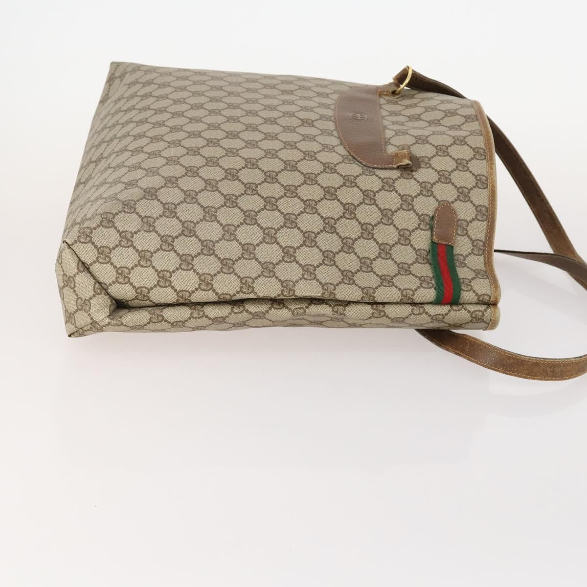 Gucci GUCCI GG Plus Supreme Web Sherry Line Tote Bag PVC 3 Set Beige Red Authentic BSZ437