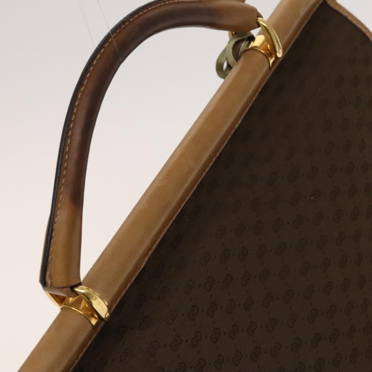 Gucci GUCCI Micro GG Canvas Hand Bag 2way Brown Gold Authentic 121561