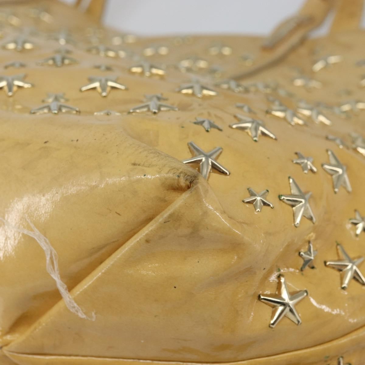Jimmy Choo Jimmy Choo Studs Tote Bag Enamel Yellow Gold Authentic bs31691