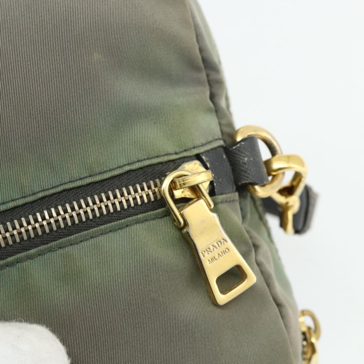 Prada PRADA Shoulder Bag Nylon 2way Green Gold Authentic 176782