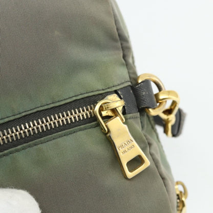 Prada PRADA Shoulder Bag Nylon 2way Green Gold Authentic 176782