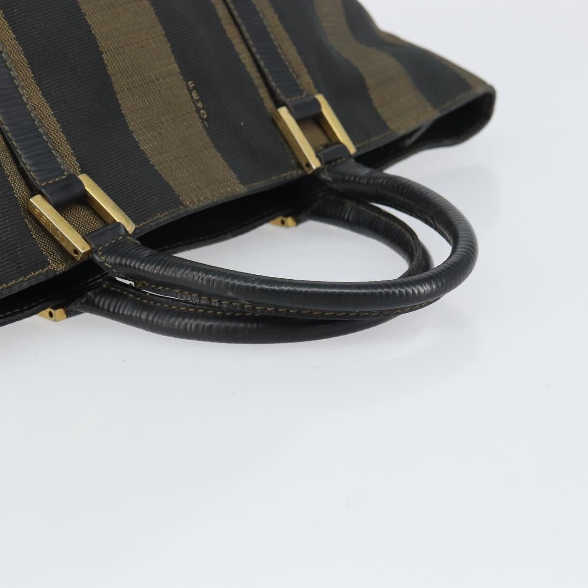 Fendi FENDI Pecan Canvas Hand Bag Black Brown Authentic 158368