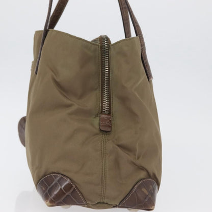 Prada PRADA Hand Bag Nylon Khaki Silver Authentic 173838