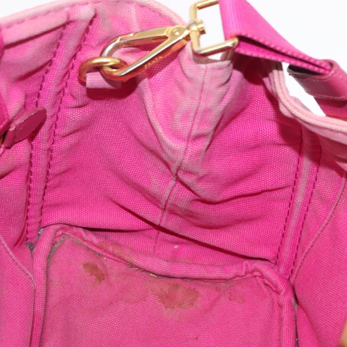 Prada PRADA Canapa PM Hand Bag Canvas 2way Pink Gold Authentic 162515