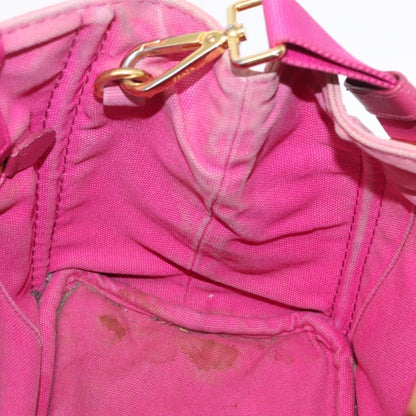 Prada PRADA Canapa PM Hand Bag Canvas 2way Pink Gold Authentic 162515