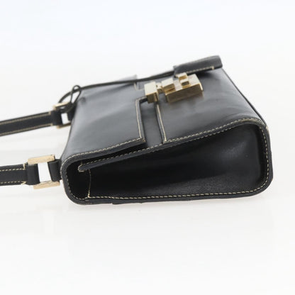 Gucci GUCCI Shoulder Bag Leather Black Gold 001 4214 Authentic 148566