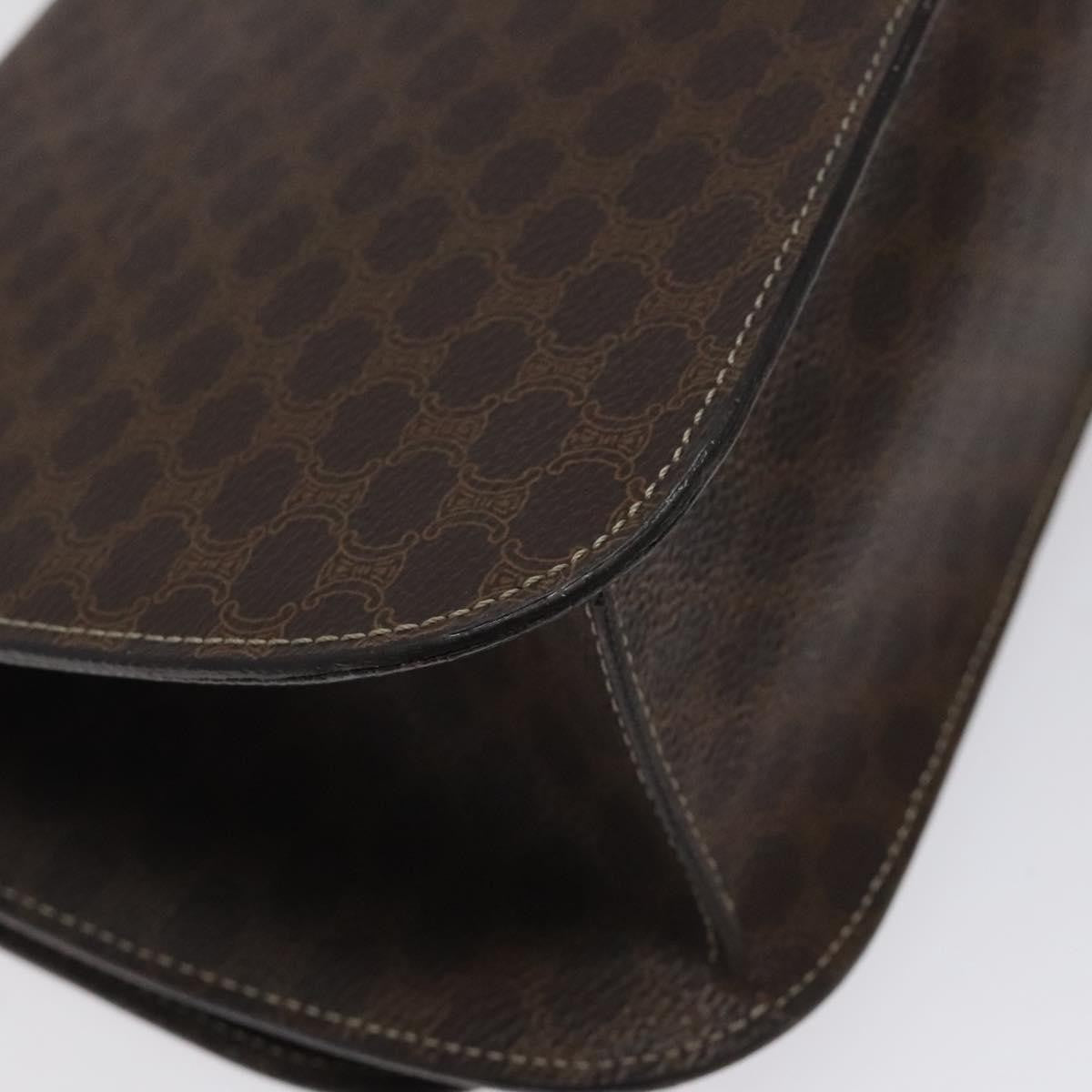 Celine CELINE Macadam Canvas Shoulder Bag PVC Leather Brown Gold Authentic 122137