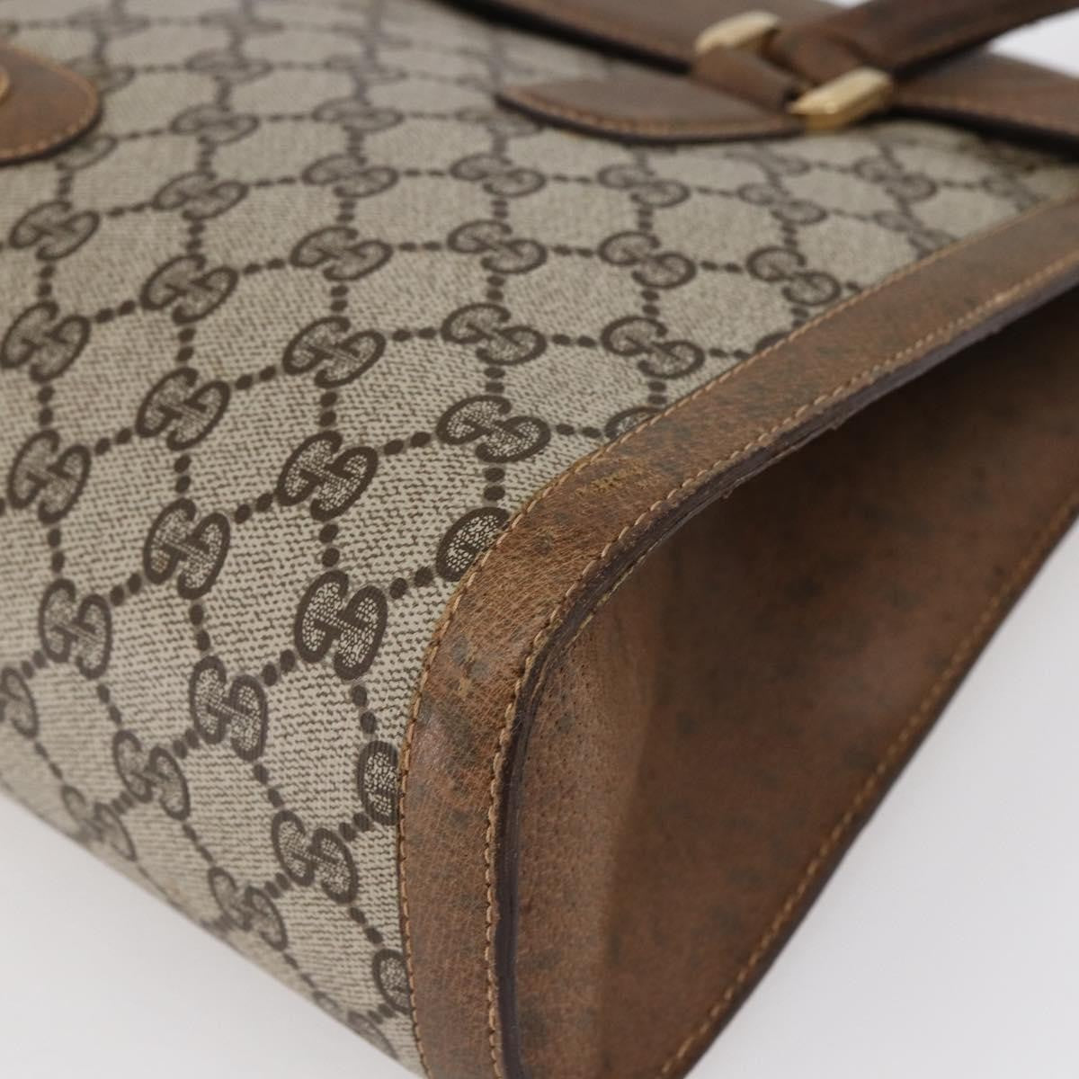 Gucci GUCCI GG Supreme Hand Bag PVC Beige Gold Authentic 150024