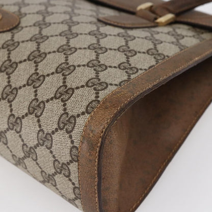 Gucci GUCCI GG Supreme Hand Bag PVC Beige Gold Authentic 150024