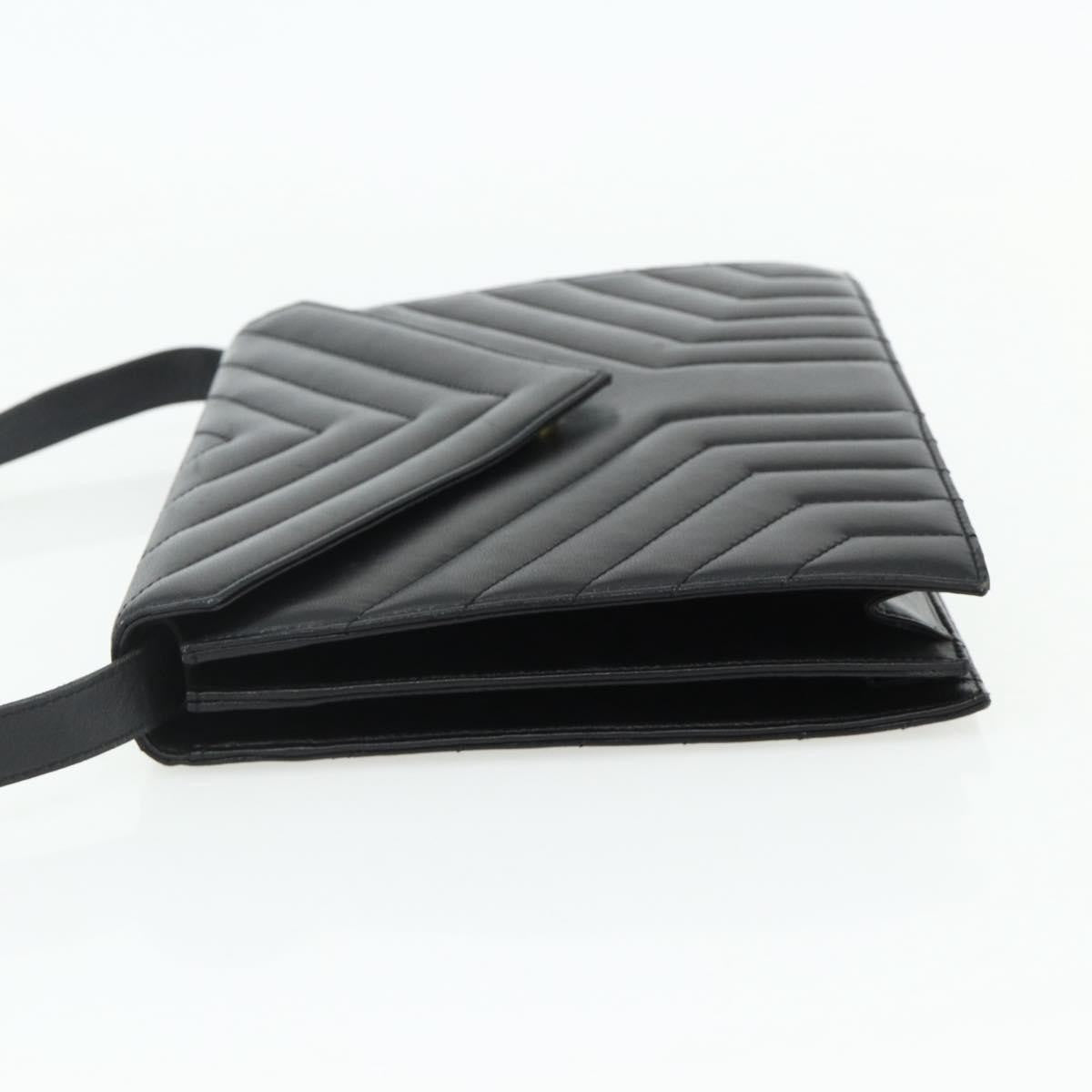 Saint Laurent SAINT LAURENT Shoulder Bag Leather Black Silver Authentic 176228