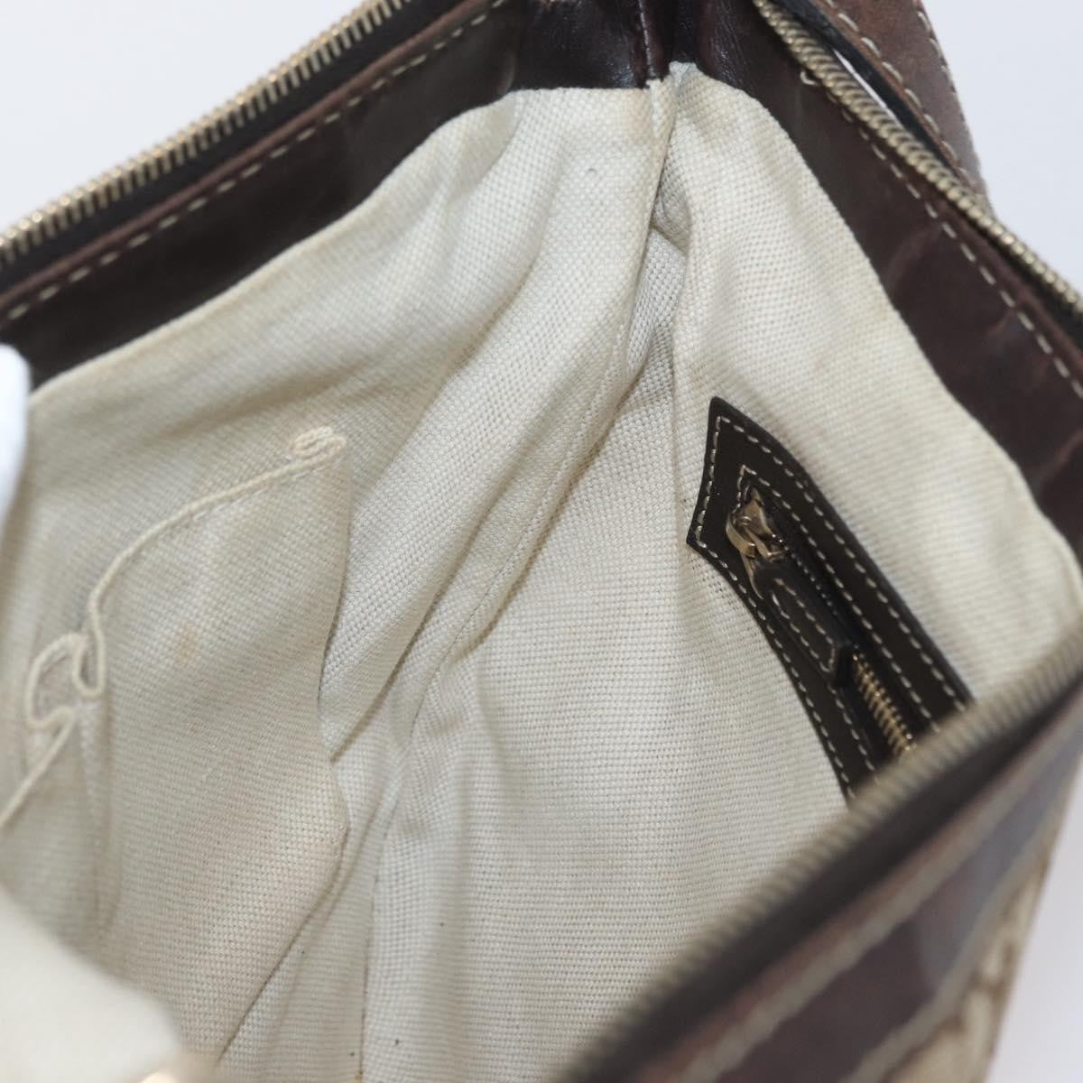 Gucci GUCCI GG Canvas Shoulder Bag Beige Gold 257072 Authentic gh1853
