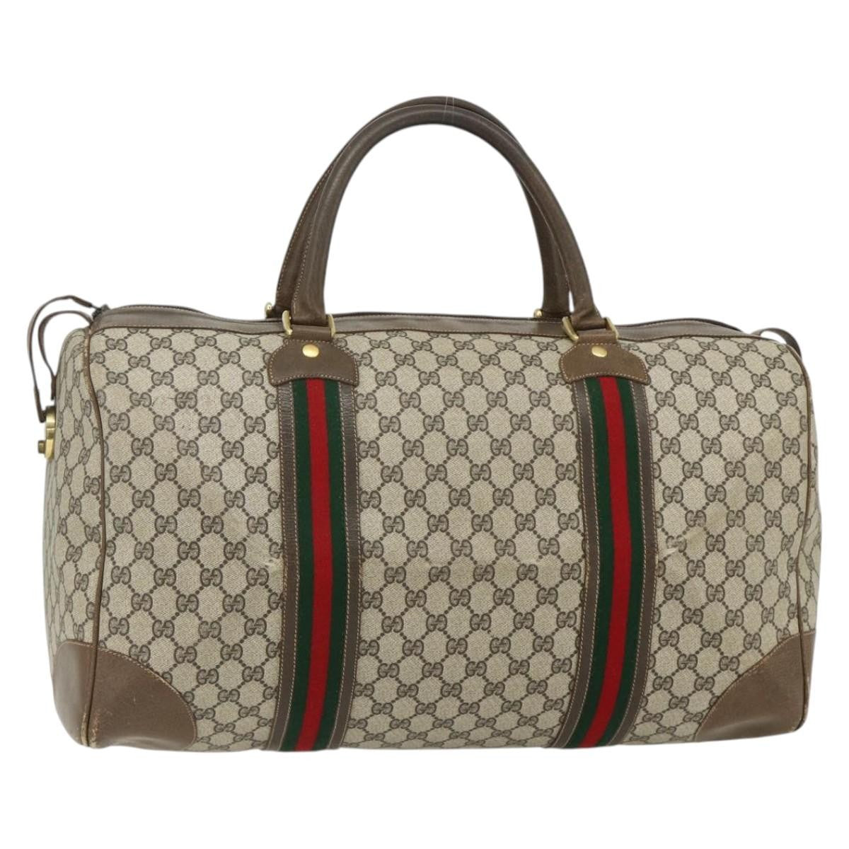 Gucci GUCCI GG Supreme Web Sherry Line Bag PVC Beige Gold 001 25 424 Authentic mr1686