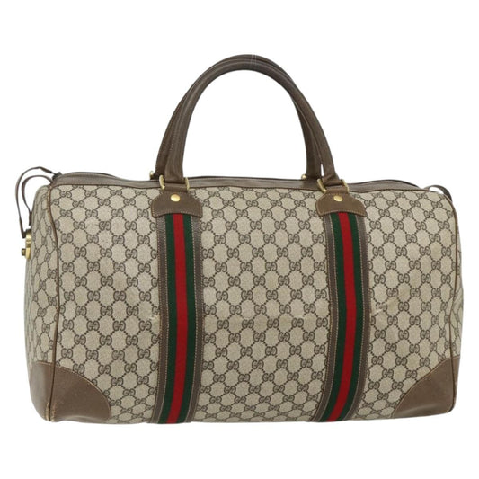 Gucci GUCCI GG Supreme Web Sherry Line Bag PVC Beige Gold 001 25 424 Authentic mr1686