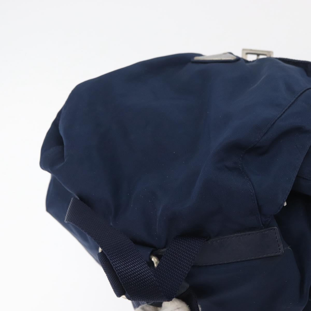 Prada PRADA Backpack Nylon Navy Silver Authentic 161363 Bag