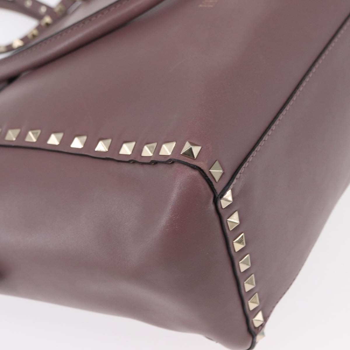 Valentino VALENTINO Studs Hand Bag Leather 2way Purple Gold Authentic gh1289